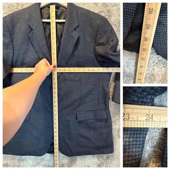 Brooks Brothers Gray Houndstooth Plaid Wool Cashmere Blazer Sport Coat Jacket 46 - Picture 10 of 11